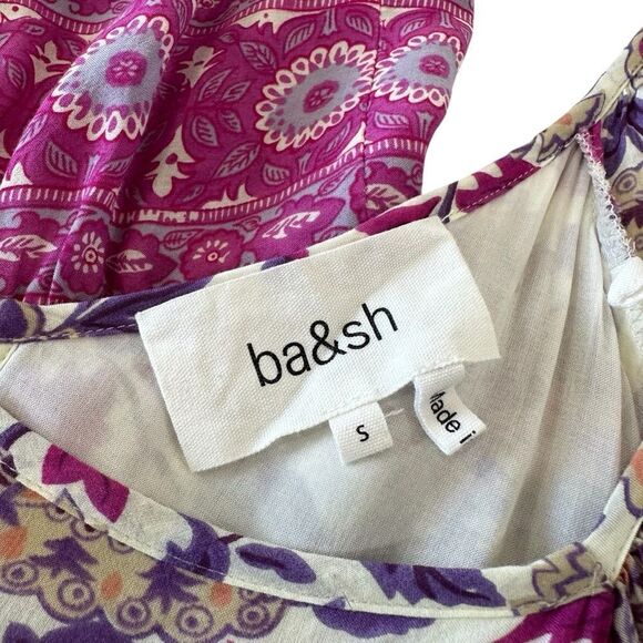 Ba&sh YSEE Purple Floral Print Woven Lightweight Summer Midi Dress, 1/4 - Picture 13 of 15